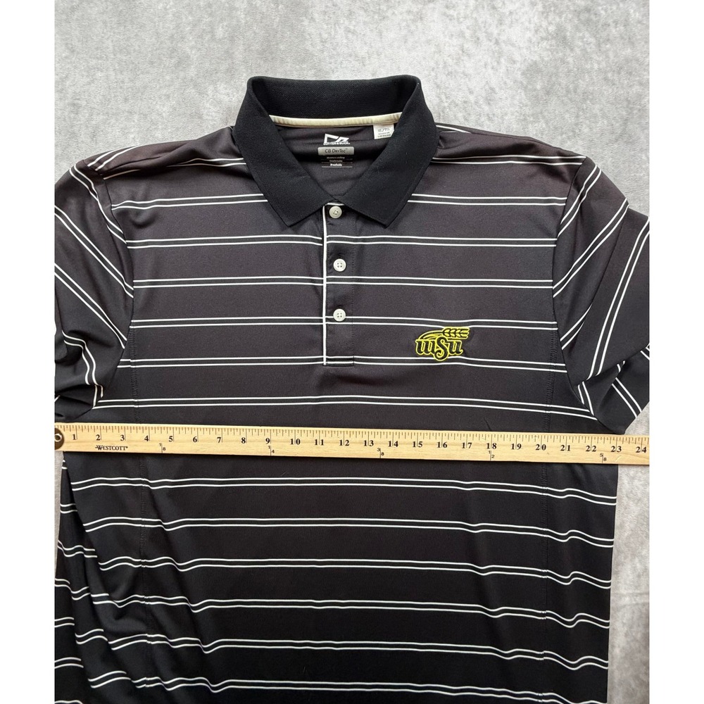 Cutter Buck Wichita State Shockers Mens XL Polo Shirt Black White Stripe DryTec - Picture 9 of 10